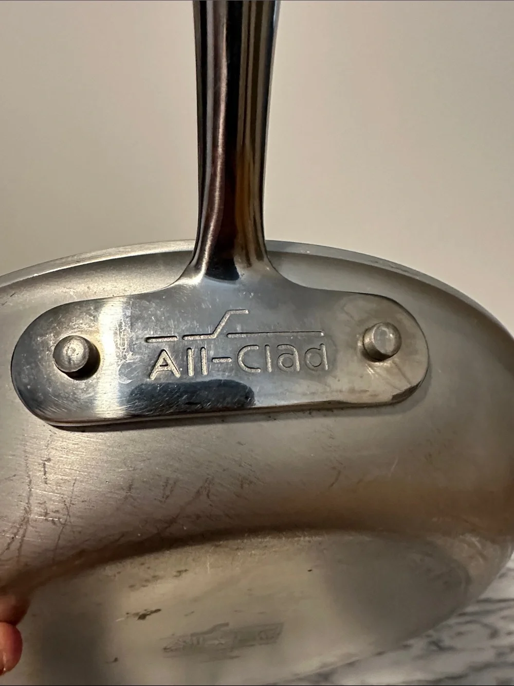 All Clad brushed Stainless Steel Frying Pan 10.5” long handle